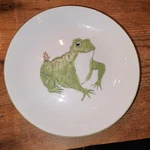 Frolicking Frog Soup Bowl 7.5" Butterfly On Leg Taste Setter Villa Vanilla. Fixed Price $24.00.