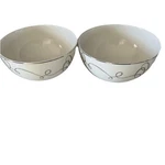 Mikasa Love Story Soup Bowl Set Of 2 White Porcelain Silver Accents. Fixed Price $26.90.