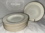 (8) Vintage Royal Limited Fine China Golden Ivory Wide Rim Soup Bowls. Fixed Price $49.69.