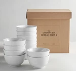 Pottery Barn Caterer's Box Porcelain Cereal Bowls 5.75" 25OZ Set Of 12 & Storage. Fixed Price $35.99.