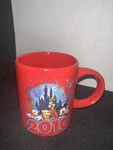 2010 Disney Coffee Cup Mug Goofy Donald Mickey Pluto Castle Red Jerry Leigh. Fixed Price $6.99.