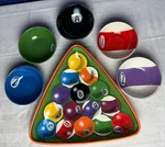 Vintage Clay Art Rack Em Up Pool Balls Chip & Dip Bowl Serving Set Great Cond!. Fixed Price $129.99.