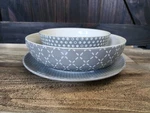 Daily Chef Ceramic Bowls And Plate Set Of 3 Grey Textured. Fixed Price $49.99.
