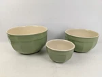 3 Pc Emile Henry France Williams Sonoma Nesting Mixing Bowl Set Stoneware Green. Fixed Price $124.99.