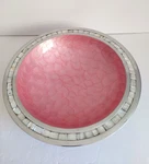 Julia Knight Pink 12 Mother Of Pearl Mosaic Serving Bowl Silver Tone. Fixed Price $34.99.
