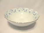 Perugino PNO1 Round Vegetable Bowl Blue Flowers & Platinum Trim Scalloped Edge. Fixed Price $17.00.