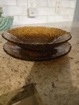 Artland Dapple Style Dark Amber 8" Bowl & Plate Set Pebble. Fixed Price $18.00.