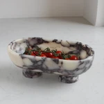 Calacatta Viola Marble Fruit Bowl - 10" Decorative Kitchen Centerpiece. Fixed Price $133.99.