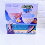 2018 Pioneer Woman Vintage Melody Melamine Serving Bowls Set Of 3 W/ Lids.. Fixed Price $49.99.