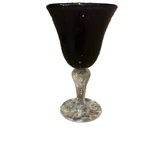 1 Artland Hand Blown Bubble Glass Goblet Purple Amethyst Clear Stem Flared Bowl. Fixed Price $10.00.