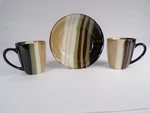 Home Trends Jazz Cereal Bowl & Mug Set Designer Stripes Ivory Olive Black D26. Fixed Price $39.95.