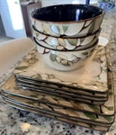 Mikasa Gourmet Basics Emory Ceramic Floral Dinner Set Plates Bowls Glossy. Fixed Price $175.00.