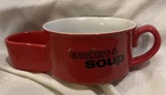 Bia Crackers & Soup Bowl W/ Side Pocket Red White Glazed 14OZ *new. Fixed Price $14.50.