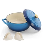 Dutch Oven With Lid Heavy-duty Enameled Cast Iron Pot Silicone Gloves New. Fixed Price $51.99.