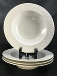 Lot Of 4 Wicker By Oneida White Rimmed Soup/pasta Bowls Stoneware. Fixed Price $25.49.