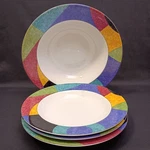 Mikasa California Currents Serving And 3 Rim Soup Bowls Vintage Lot Of 4. Fixed Price $44.23.