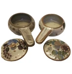 Vintage El Paldutar Mexican Pottery Earthenware Soup Bowl Lid Bandle Gray Set. Fixed Price $46.80.