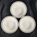Set Of 3 Corelle Batik Coupe Cereal Bowls 6-1/4" Double Brown Stripes Bands Usa. Fixed Price $14.88.