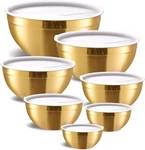 Golden Mixing With Sealed Lid, Stainless Steel Nested Bowls Set Of 7. Fixed Price $49.99.
