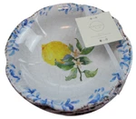 Bungalow No 10 Lemon Rustic Shallow 8" Bowl Set Of 4 Scalloped Melamine Blue Nwt. Fixed Price $21.55.