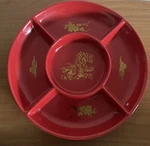 Target Stoneware Lunar Year Sectioned Serving Bowl Red/gold 11" Diameter. Fixed Price $39.99.