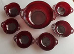 Vtg Berry Bowl Set Depression Glass Anchor Hocking Coronation Red Royal Ruby. Fixed Price $43.00.