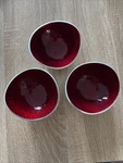 Simply Designz Snack Nut Bowls Set Of 3 Ruby Red Enamel Silver Tone Metal India. Fixed Price $19.95.