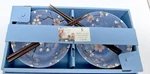 Jewel Blue Cherry Blossom Bowl Set 2 Chopsticks Made In Japan New. Fixed Price $29.95.
