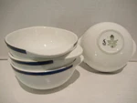 Wedgewood 4 Metallised Bone China Bowls White Blue & Gold Trim England. Fixed Price $39.99.
