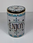 Anthropologie Bistro Tile 6" Canister With Gold Lid 'enjoy' Mosaic Garden. Fixed Price $22.95.