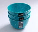 New Set Of 3 Zak! Designs Confetti Turquoise Blue Melamine Soup Cereal Bowls. Fixed Price $40.00.