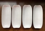 Bia Cordon Bleu Portugal White Embossed Porcelain 9" Corn Holder Set Of 4. Fixed Price $35.00.