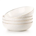 36 Oz Pasta Bowl Set Of 4 With Embossed Reactive Glaze, 8.5" Arctic White Cer.... Fixed Price $59.99.