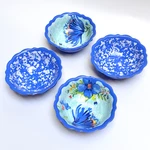 Pioneer Woman Melamine Bowls Delaney Blue Splatter Floral Scalloped Dip Set Of 4. Fixed Price $25.99.
