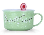 Vanenjoy Ceramic Bowl With Lid & Handle,cherry Blossoms 30OZ, Green. Fixed Price $26.37.