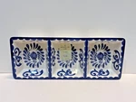 Artisan Luxe Blue Rose Scroll Melamine 3-SQUARE Divided Serving Tray 15" New!. Fixed Price $18.95.