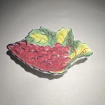 Clay Art Vineyard Hand Painted Ceramic Leaf Bowl Grapes Microwave/dw Safe. Fixed Price $12.00.