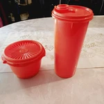 Tupperware Harvest Orange Storage Canister Tall And Bowl Vintage 262-3 & 886-30. Fixed Price $10.00.