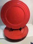 4 Rachael Ray Double Ridge Red H023 11 Inch Dinner Plates. 2705. Fixed Price $33.00.