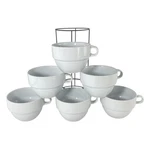 World Market Stackable Coffee Mugs Soup Bowls 20 Oz White Stoneware Set 7. Fixed Price $59.95.