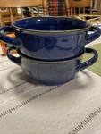 (2)MEMBER'S Mark Blue Double Handle Cereal, Soup, Salad, Ice Cream & More Bowls. Fixed Price $19.99.