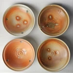 Signed Studio Pottery Earth Tone Spiral Glaze Artisan Ceramic Bowls Set Of 4. Fixed Price $89.99.