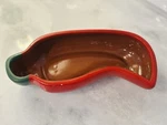 Chili Pepper Glazed Terra Cotta Salsa Dips Bowl Giftco Red Green 9" Long 3.5"W. Fixed Price $8.95.