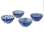 Set Of 4 - Ikea Entusiasm Bowl Porcelain Patterned White Blue 10 Ounces New. Fixed Price $39.00.