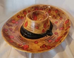 Vintage 1973 Ceramic Glazed Sombrero Hat Chips And Dip Party Tray Entertain Bowl. Fixed Price $24.99.