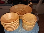 11 Pieces Vntg 1970S Marketplace Teak Wood Salad Bowl Set Made In Thailand Clean. Fixed Price $39.99.
