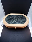 Hampton Home Wood And Green Marble Cheese Board Five Serving Utensils. Fixed Price $45.00.