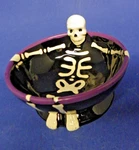 Halloween Footed Ceramic Candy Nuts Bowl Skeleton Purple 6" Diameter. Fixed Price $11.49.