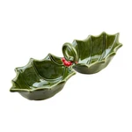 Mud Pie Home Holly Double Dip Candy Nut Christmas Texture Serving Bowl. Fixed Price $27.99.