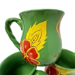 Poppy Passion By Temp-tations Green Collector Coffee Mugs Painted Floral Artsy. Fixed Price $53.25.